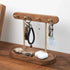 Modern Walnut Wood Key Holder with Brass Hooks – Desktop Organizer for Keys, Jewelry, Watches, and Small Accessories, Compact Design (Walnut)