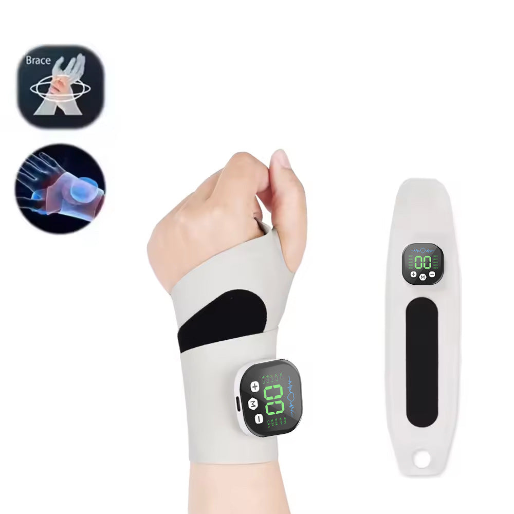 Smart Wrist Massage Brace with 10 Modes & 29 Intensity Levels – Rechargeable Heat Therapy and TENS for Pain Relief, Carpal Tunnel Support, and Joint Comfort (White)  | Blue Version Available In-Store