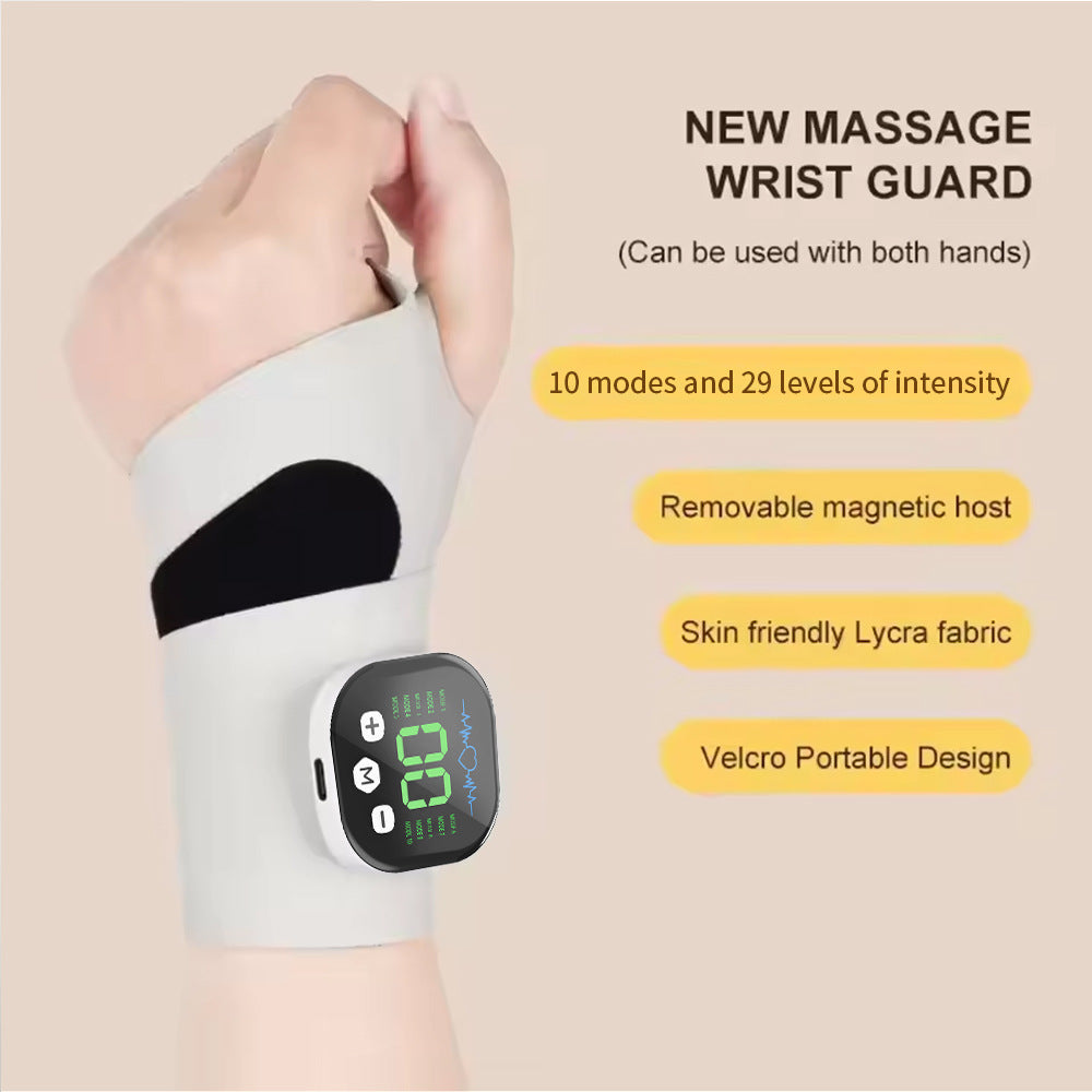Smart Wrist Massage Brace with 10 Modes & 29 Intensity Levels – Rechargeable Heat Therapy and TENS for Pain Relief, Carpal Tunnel Support, and Joint Comfort (White)  | Blue Version Available In-Store