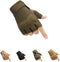 Tactical Fingerless Gloves with Knuckle Protection – Breathable Outdoor Gloves for Shooting, Hunting, Cycling, and Training (Green,M)