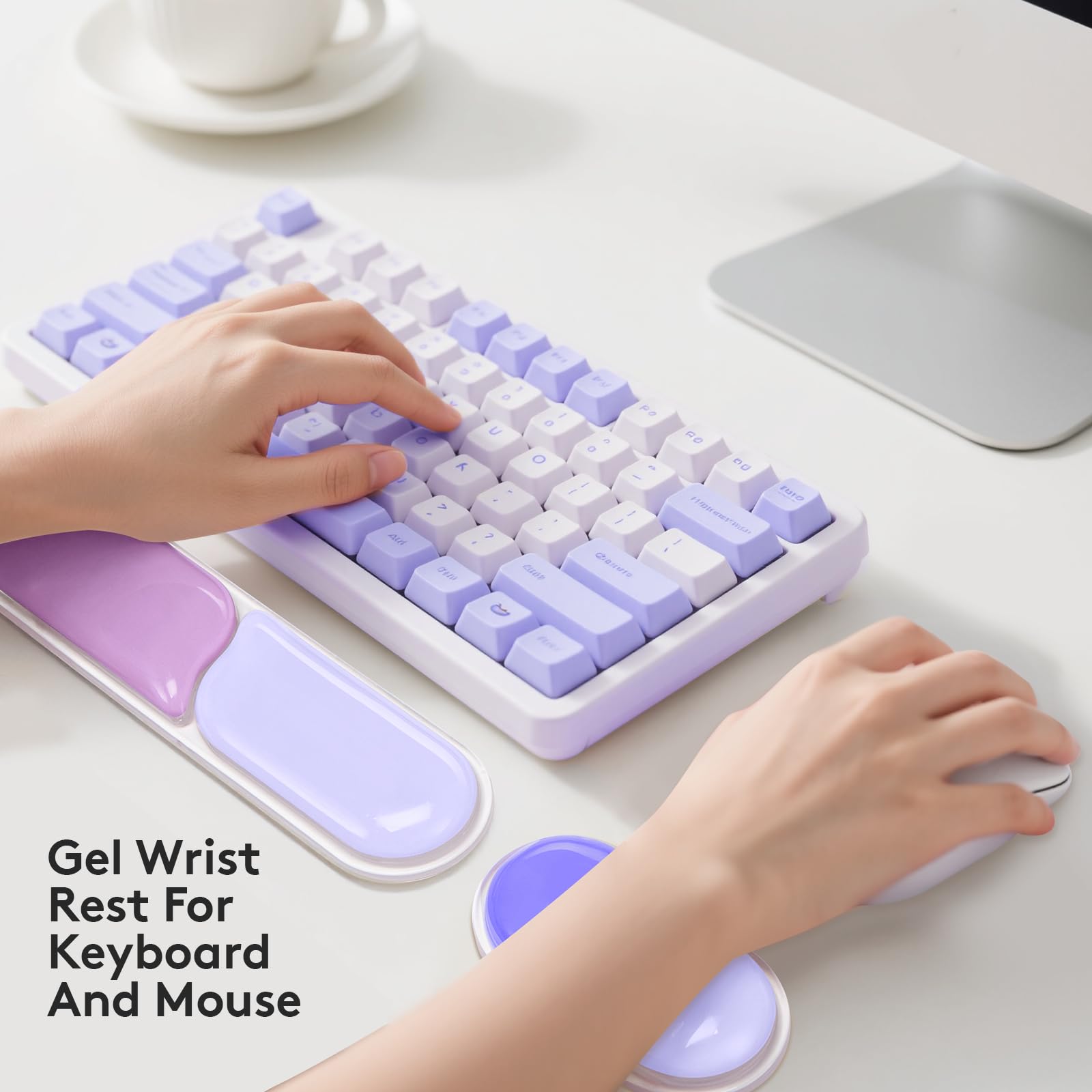 Ergonomic Gel Wrist Rest Set – Keyboard and Mouse Support Pad with Soft Cushioning for Office, Work, Gaming, and Study – Anti-Slip Base, Comfortable Design (Purple)