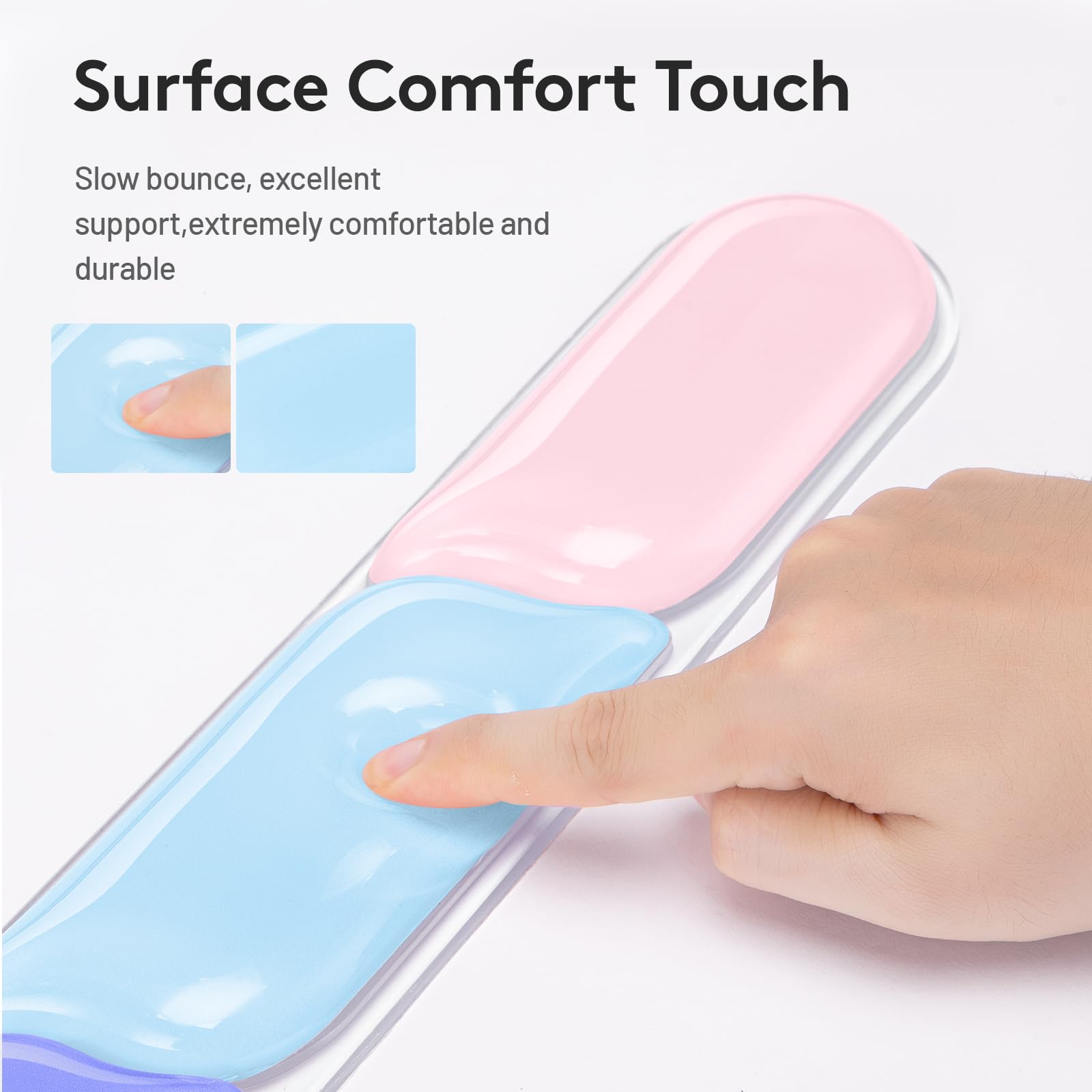 Ergonomic Gel Wrist Rest Set – Keyboard and Mouse Support Pad with Soft Cushioning for Office, Work, Gaming, and Study – Anti-Slip Base, Comfortable Design (Purple-Blue-Pink)