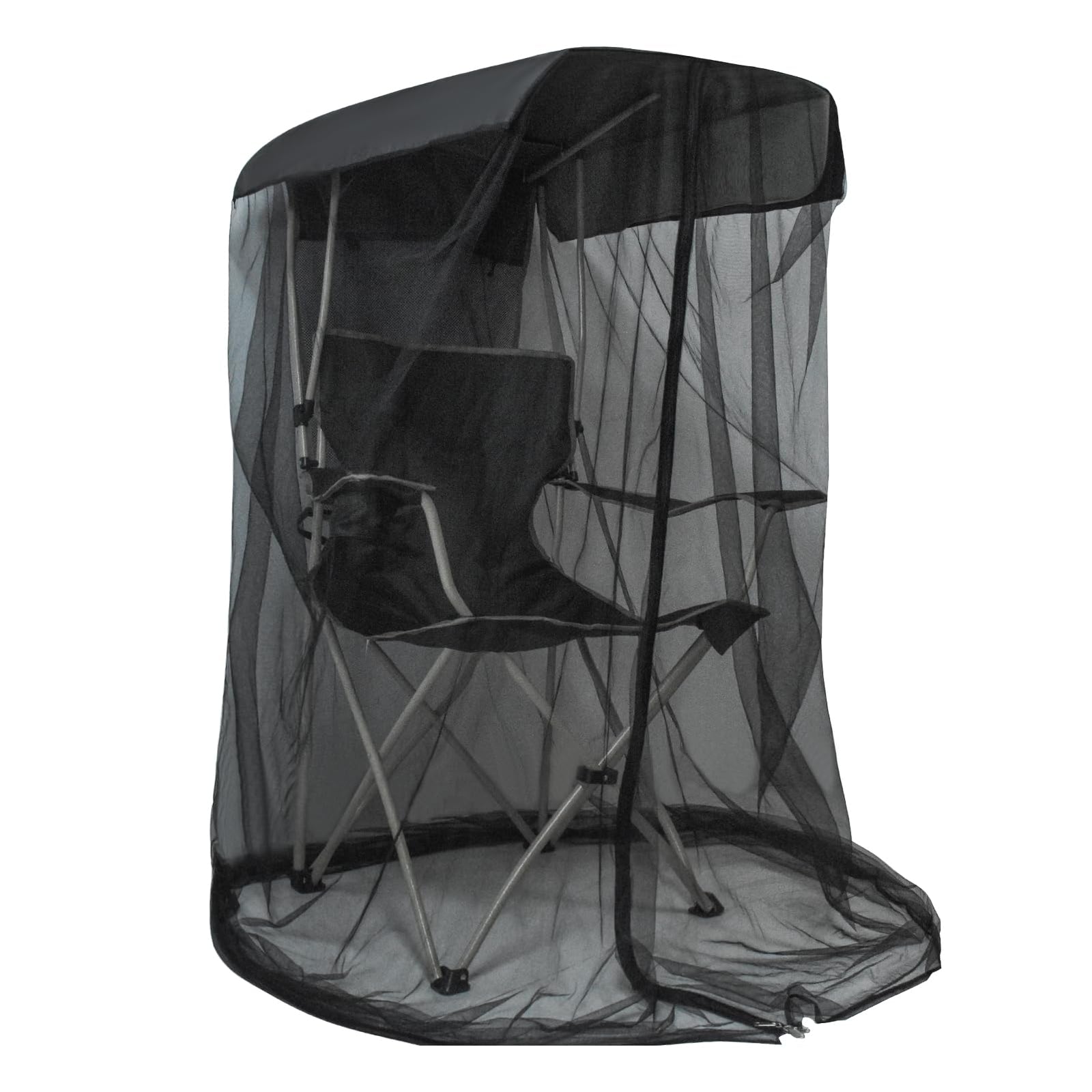 Outdoor Mosquito Net Chair Cover with Canopy – UV & Waterproof, Zippered Entry, Breathable Mesh Tent for Camping, Fishing, Beach Use (Black)