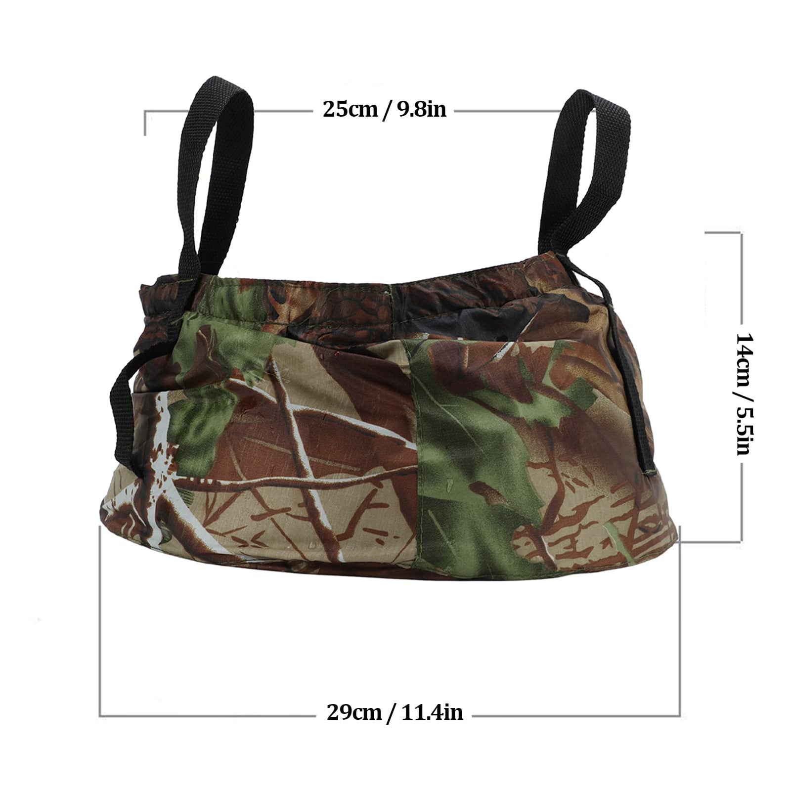 Collapsible Outdoor Bucket with Handles – Foldable Water Container for Camping, Fishing, Travel & Washing, Durable Waterproof Polyester Basin (Camouflage)