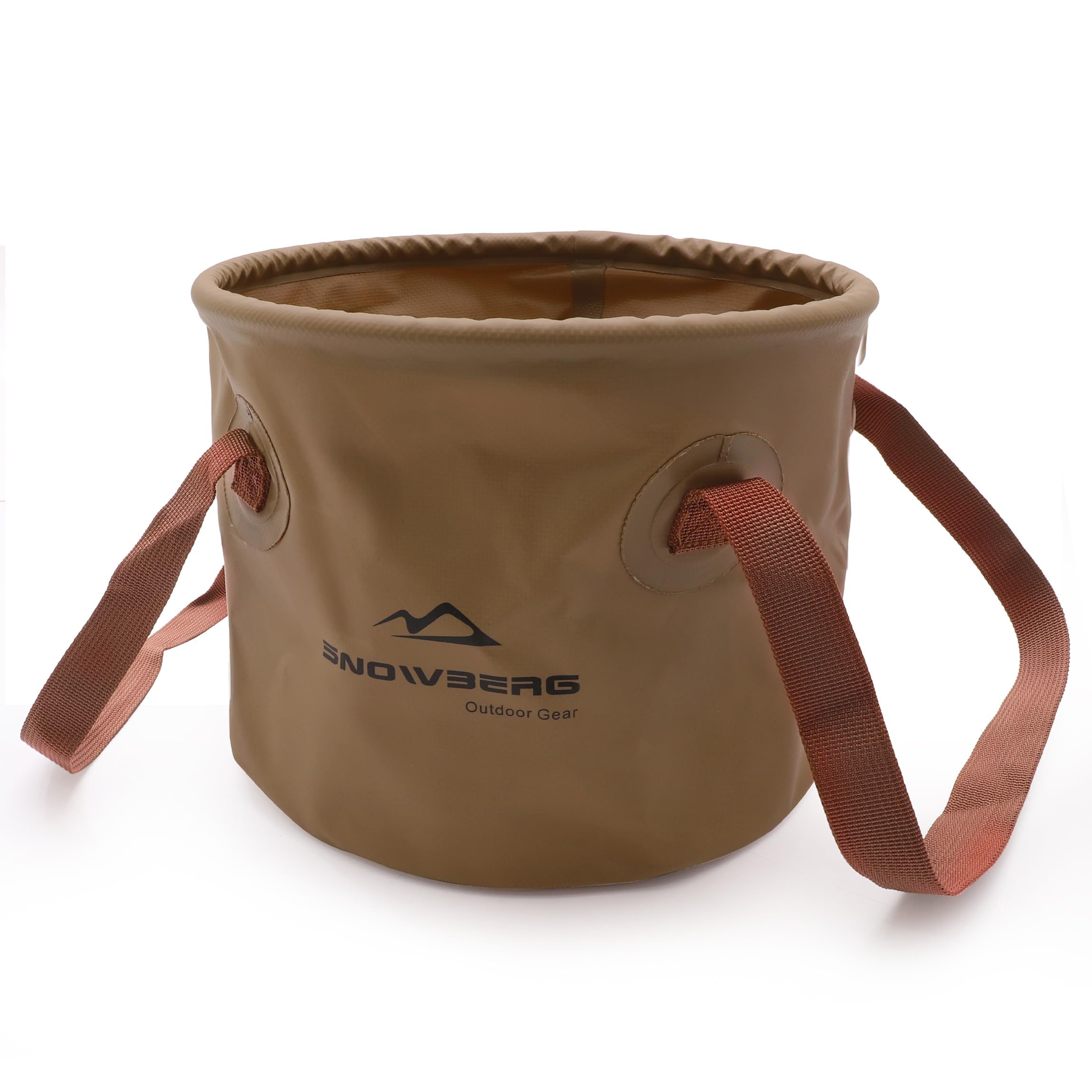 Multi-Use Collapsible Bucket – Foldable Camping Container with Dual Handles, 10L/20L Capacity, Supports 22 lbs or 44 lbs, Waterproof PVC Mesh for Fishing, Washing, Picnics & Outdoor Use (Coffee,Trumpet)