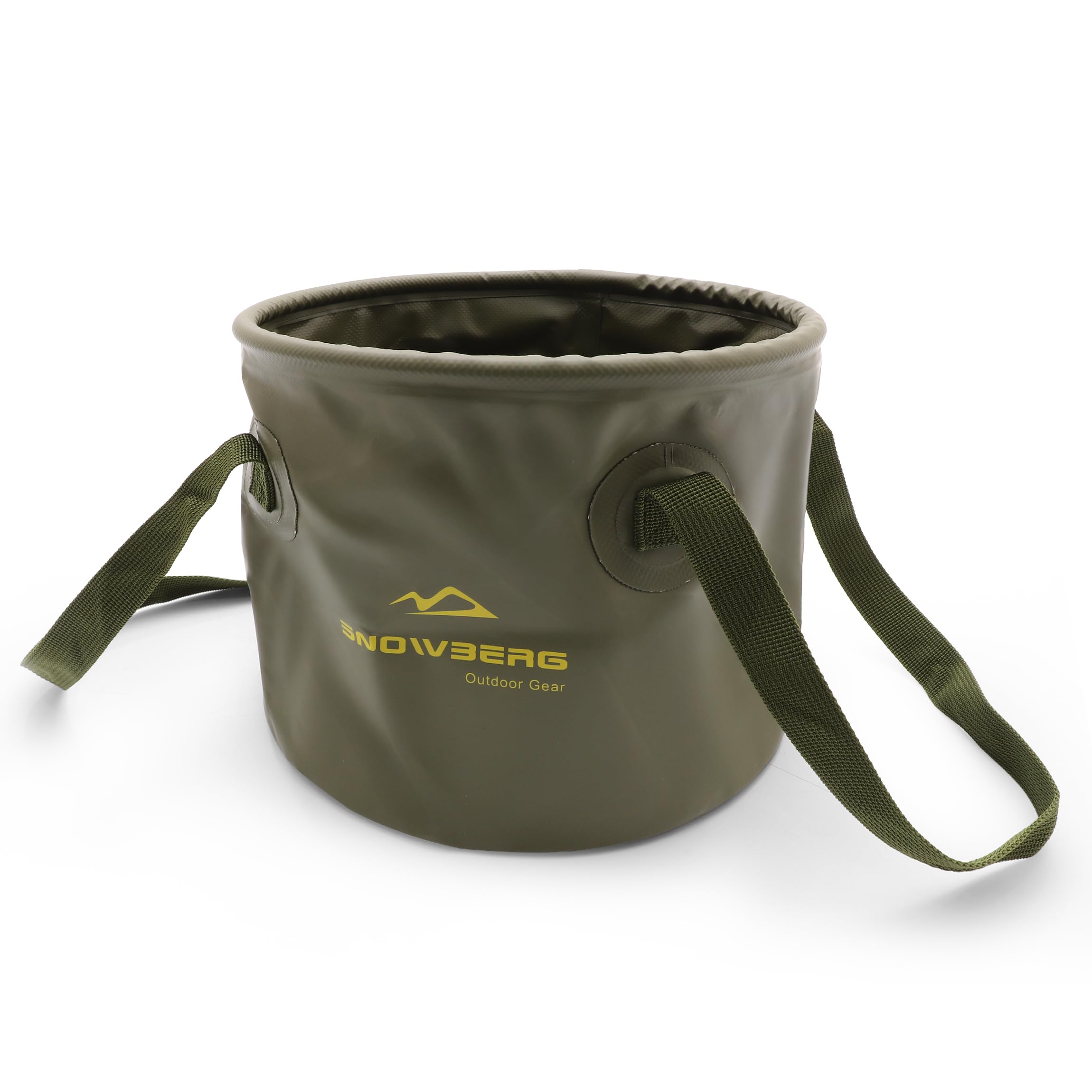 Multi-Use Collapsible Bucket – Foldable Camping Container with Dual Handles, 10L/20L Capacity, Supports 22 lbs or 44 lbs, Waterproof PVC Mesh for Fishing, Washing, Picnics & Outdoor Use (Forest Green,Large)