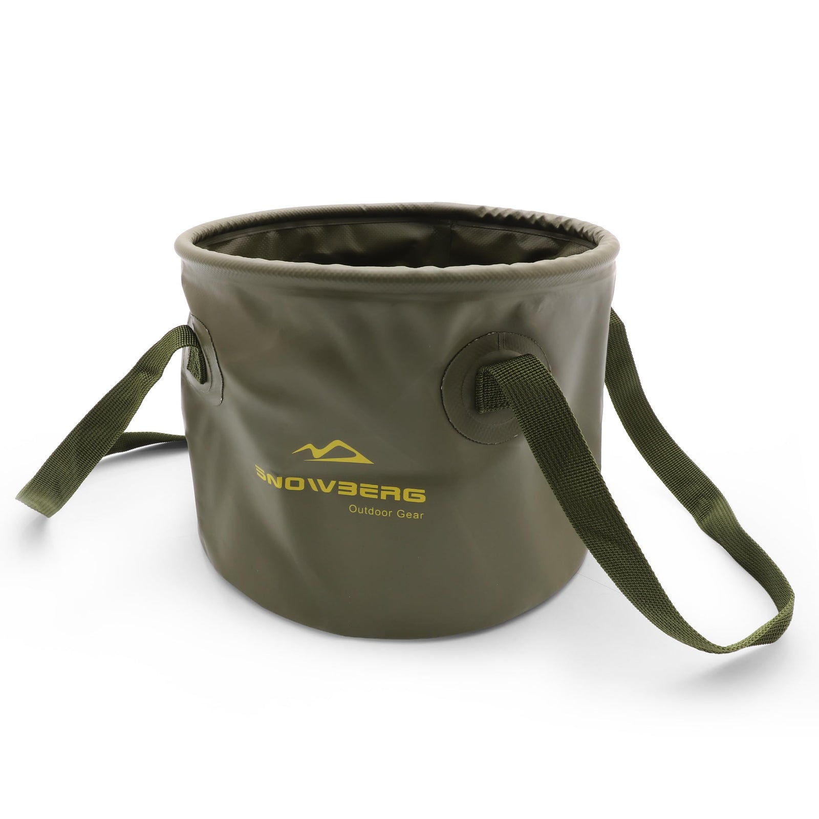 Multi-Use Collapsible Bucket – Foldable Camping Container with Dual Handles, 10L/20L Capacity, Supports 22 lbs or 44 lbs, Waterproof PVC Mesh for Fishing, Washing, Picnics & Outdoor Use (Forest Green,Trumpet)