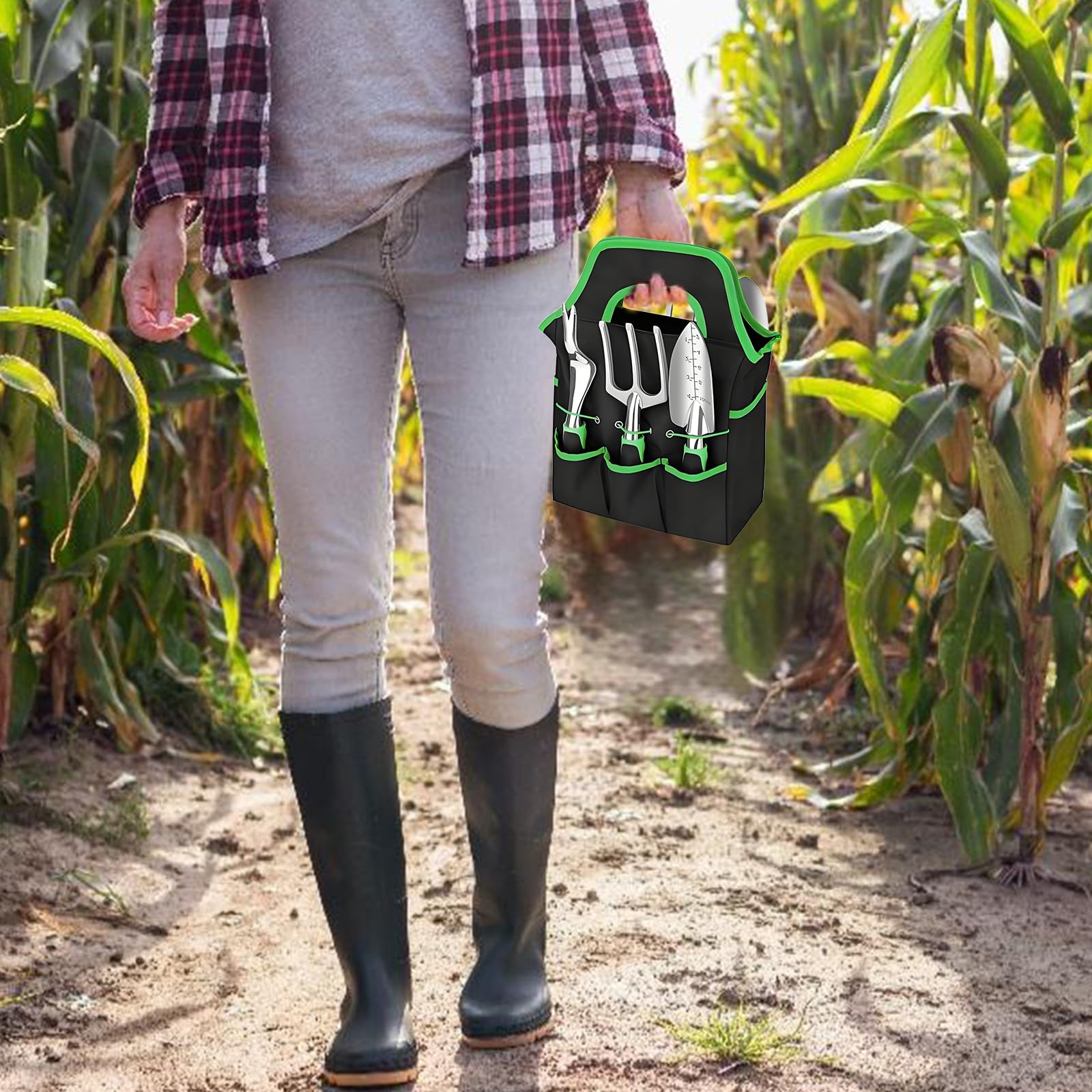 Complete 8-Piece Garden Tool Set with Carry Bag – Stainless Steel & Aluminum Tools for Digging, Pruning, Planting, and Weeding