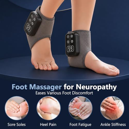 Wireless Foot and Ankle Massager with Heat & Vibration for Home, Office & On-the-Go (gray)
