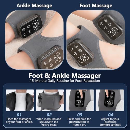 Wireless Foot and Ankle Massager with Heat & Vibration for Home, Office & On-the-Go (gray)