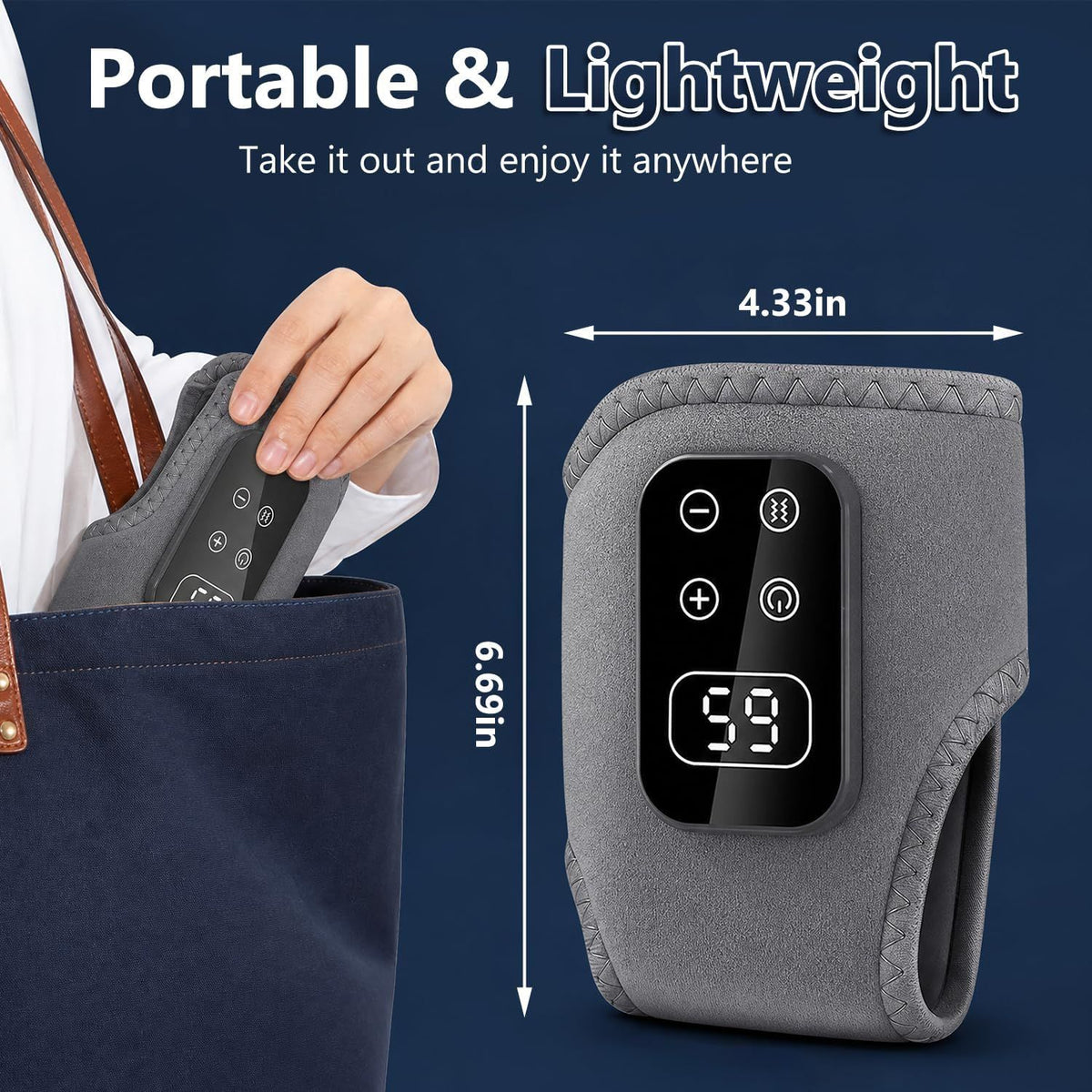 Wireless Foot and Ankle Massager with Heat & Vibration for Home, Office & On-the-Go (gray)