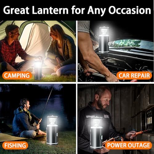 2-in-1 LED Camping Lantern with 15-Piece Tool Kit for Camping, Hiking and Emergencies (Black)