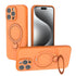 Magnetic Shockproof Case with 360-Degree Rotating Ring Stand for iPhone 16 Pro Max – Slim Protective Phone Cover with Airbag Corners and Wireless Charging Support for Home, Office, Travel and Daily Use (Orange)