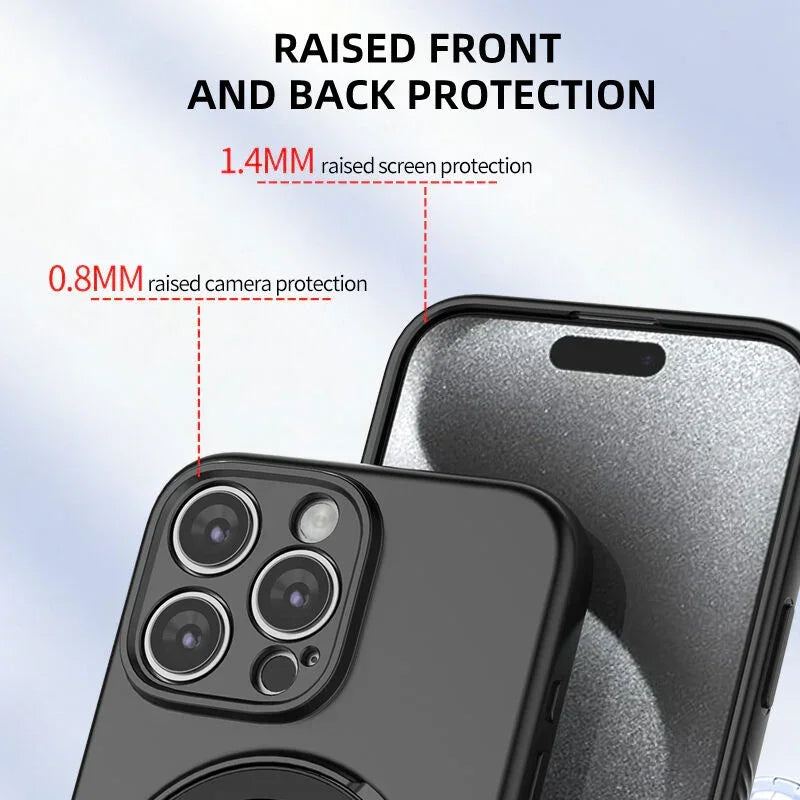 Magnetic Shockproof Case with 360-Degree Rotating Ring Stand for iPhone 16 Pro Max – Slim Protective Phone Cover with Airbag Corners and Wireless Charging Support for Home, Office, Travel and Daily Use (Green)