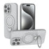 Magnetic Shockproof Case with 360-Degree Rotating Ring Stand for iPhone 16 Pro – Slim Protective Phone Cover with Airbag Corners and Wireless Charging Support for Home, Office, Travel and Daily Use (Grey)