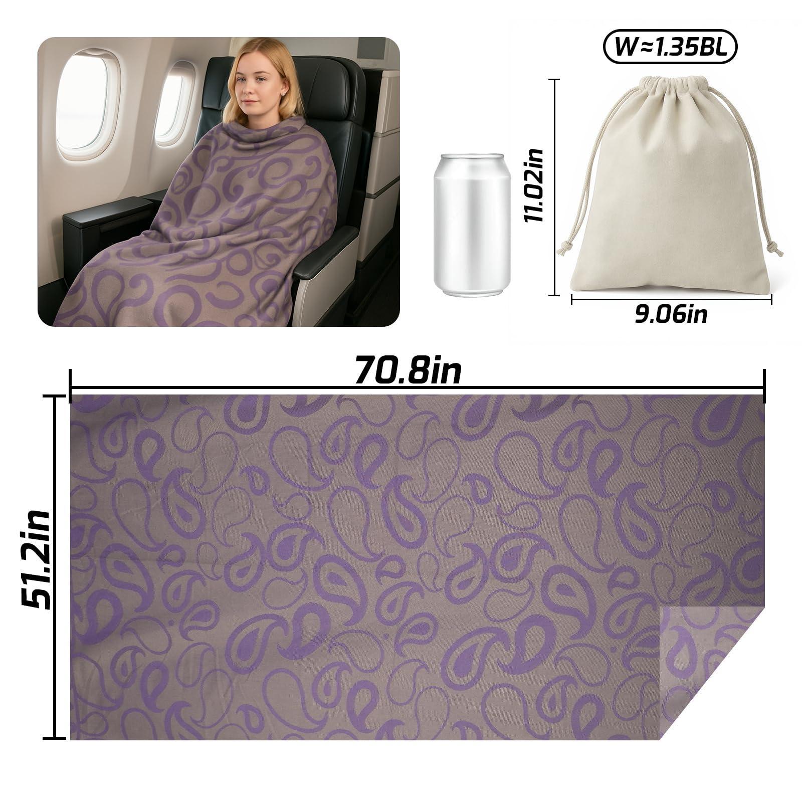 Premium Travel Blanket – Ultra-Soft Knit Wrap for Airplane, Car, Office Naps, and Gifts – Lightweight, Breathable, and Stylish with Storage Bag (Purple)
