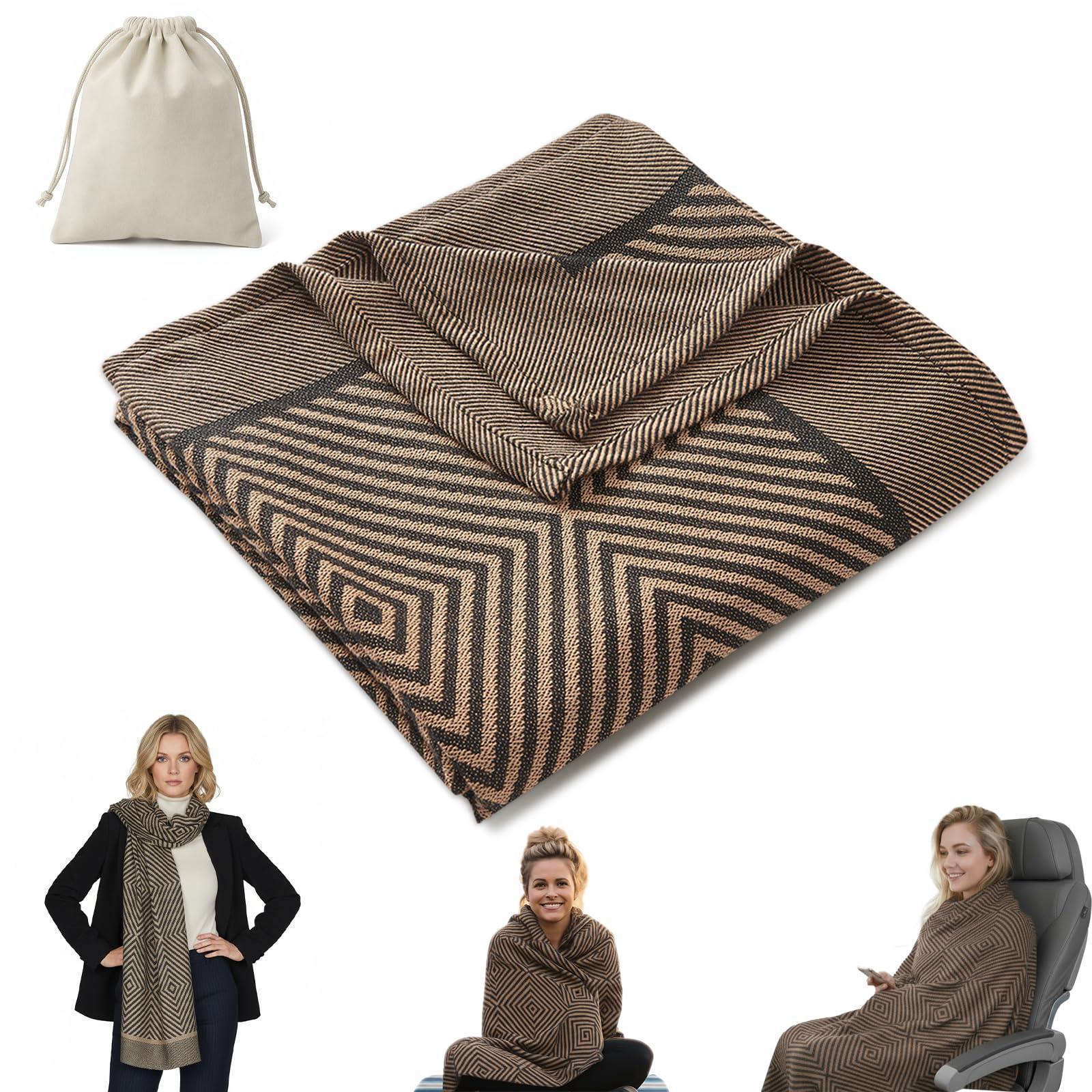 Premium Travel Blanket – Ultra‑Soft Knit, Lightweight, Portable Bag/Pillow Combo