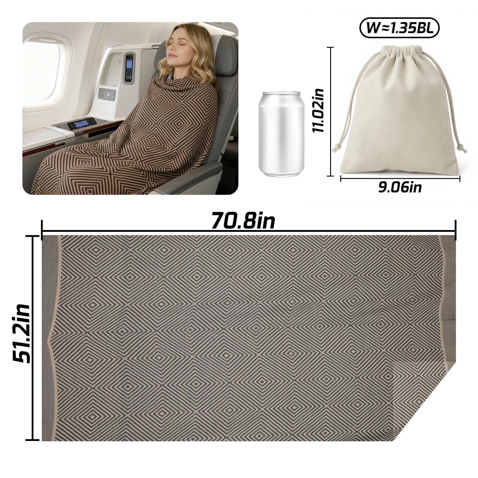 Premium Travel Blanket – Ultra‑Soft Knit, Lightweight, Portable Bag/Pillow Combo