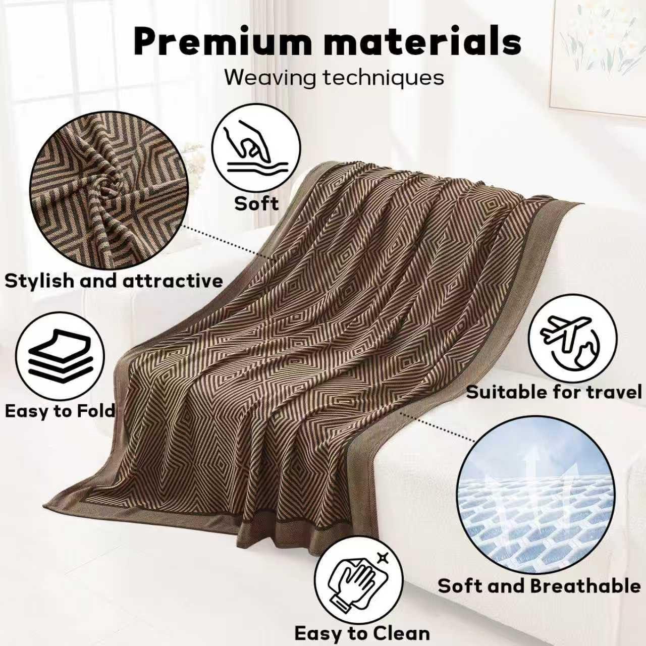 Premium Travel Blanket – Ultra‑Soft Knit, Lightweight, Portable Bag/Pillow Combo