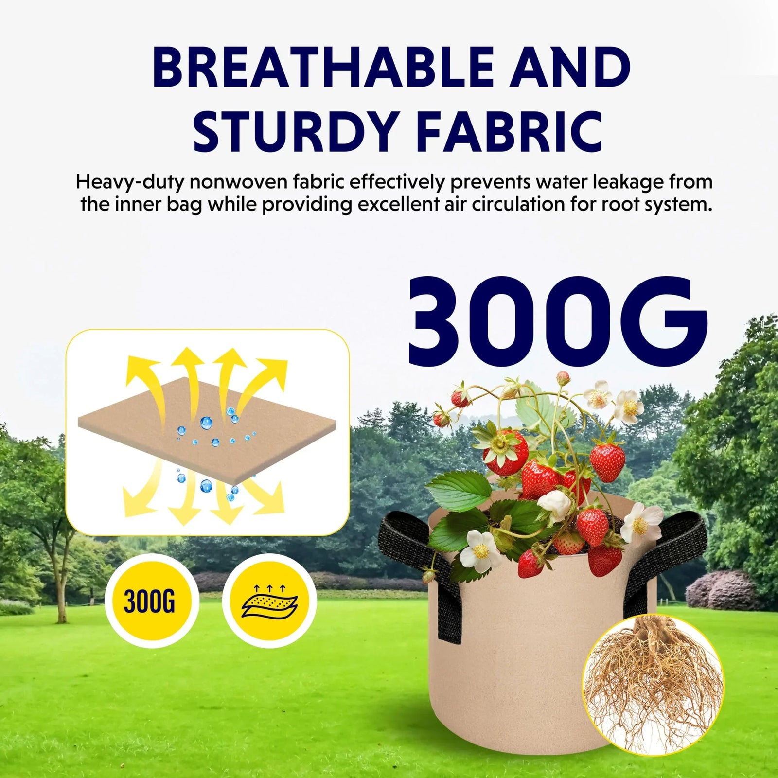 10-Pack 2-Gallon Fabric Grow Bags – Heavy-Duty Breathable Non-Woven Plant Pots with Handles for Vegetables, Herbs, Flowers (Camel)
