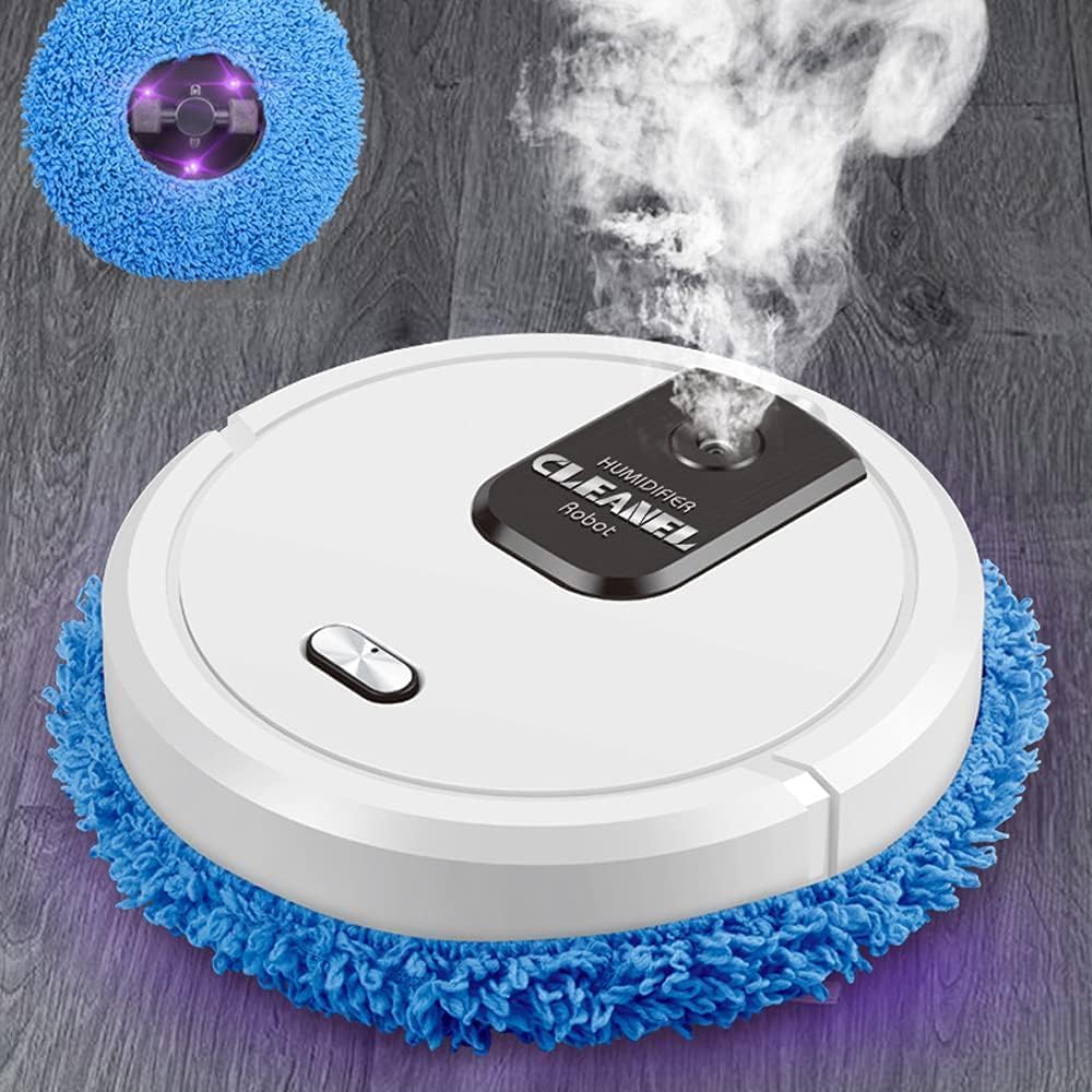 Smart Mopping Robot with Spray & Humidifier – Automatic Floor Cleaner for Hard Floors, Dry and Wet Cleaning, Pet Hair Removal, Compact Design (White)