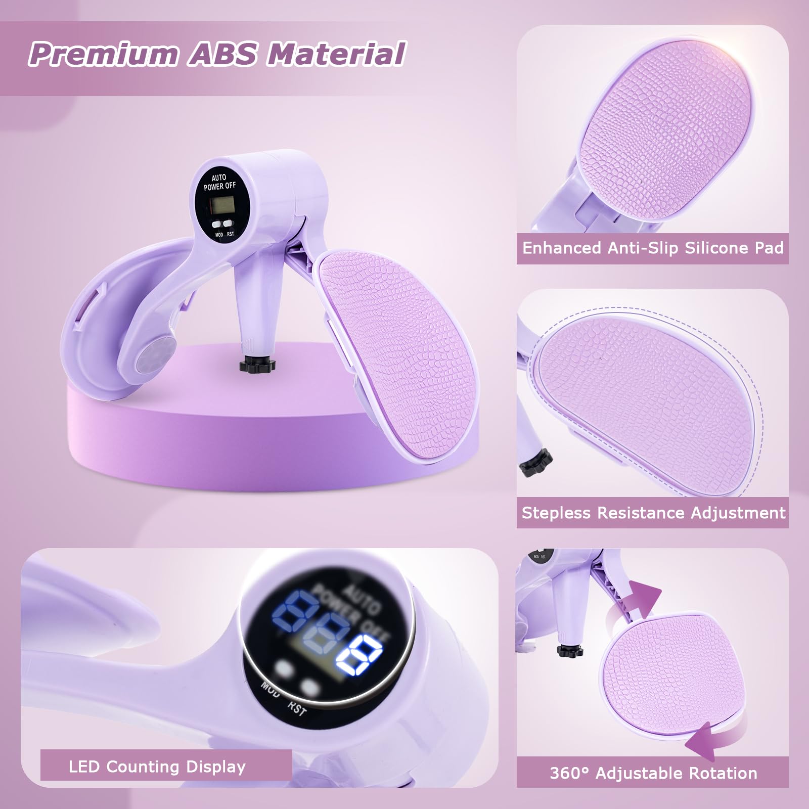 Smart Thigh Trainer with LED Display – 12-80lb Adjustable Resistance, 360° Rotation Kegel Exercise Equipment for Women (Purple) | Other Colors Available in Store