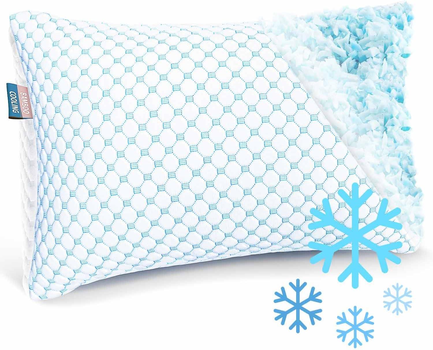 King Size Cooling Pillow with Shredded Memory Foam & Gel Infusion – Adjustable Loft, Breathable Dual-Sided Cover, 20