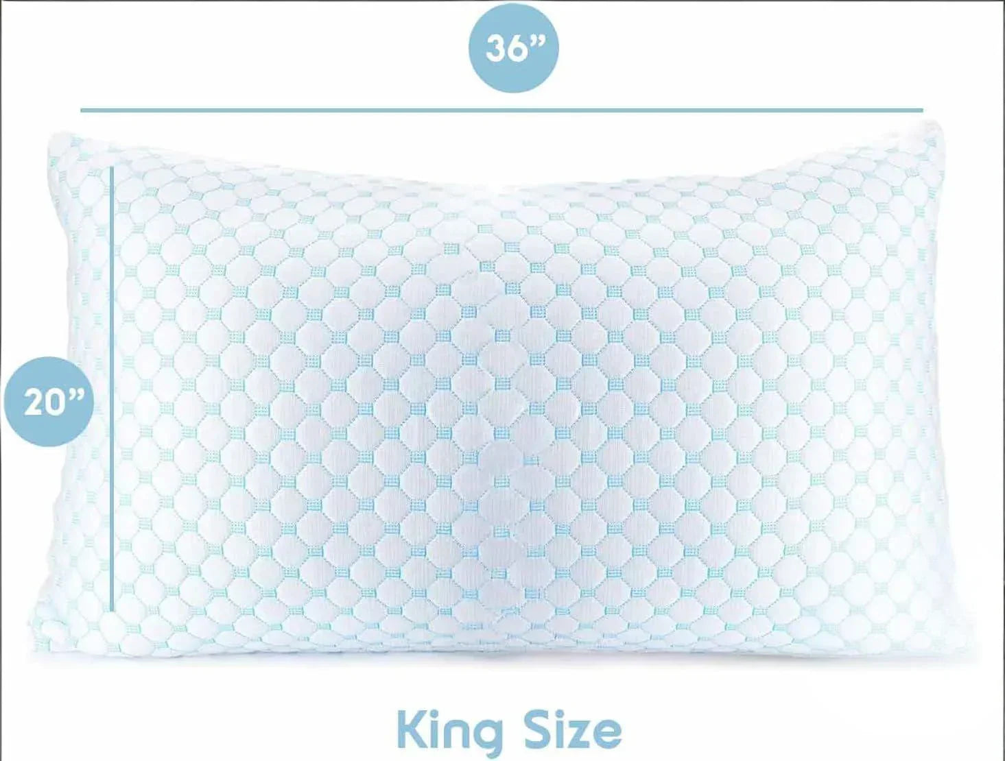 King Size Cooling Pillow with Shredded Memory Foam & Gel Infusion – Adjustable Loft, Breathable Dual-Sided Cover, 20