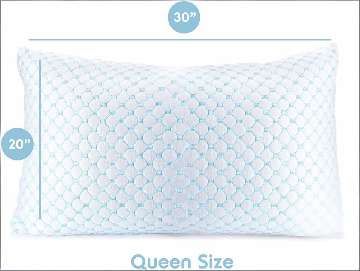 Queen Size Cooling Pillow with Shredded Memory Foam & Gel Infusion – Adjustable Loft, Breathable Dual-Sided Cover, 20