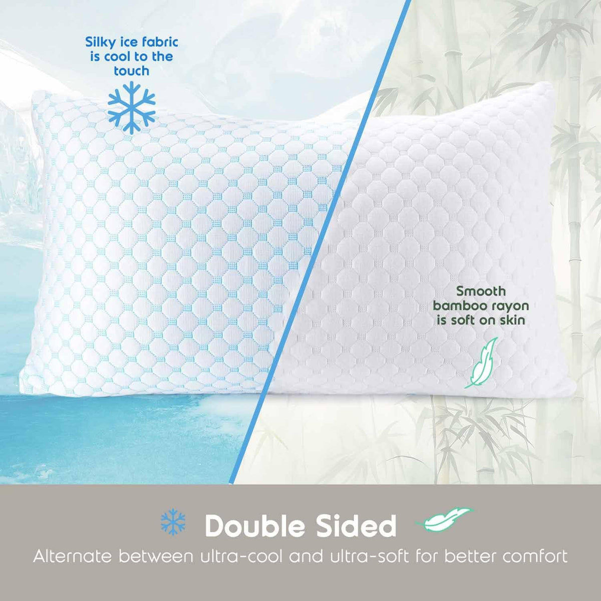 Queen Size Cooling Pillow with Shredded Memory Foam & Gel Infusion – Adjustable Loft, Breathable Dual-Sided Cover, 20