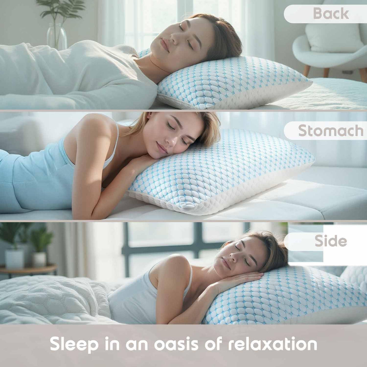 Queen Size Cooling Pillow with Shredded Memory Foam & Gel Infusion – Adjustable Loft, Breathable Dual-Sided Cover, 20