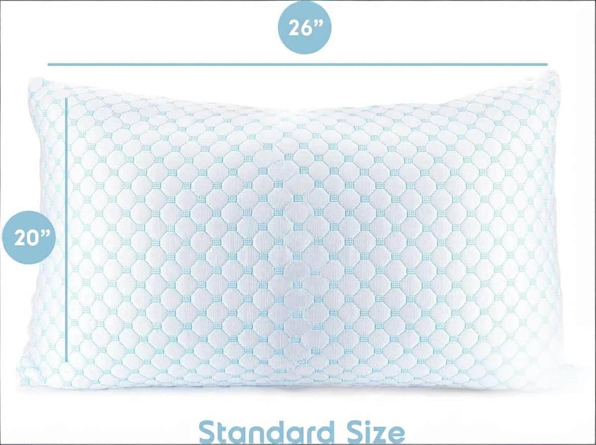 Standard Size Cooling Pillow with Shredded Memory Foam & Gel Infusion – Adjustable Loft, Breathable Dual-Sided Cover, 20
