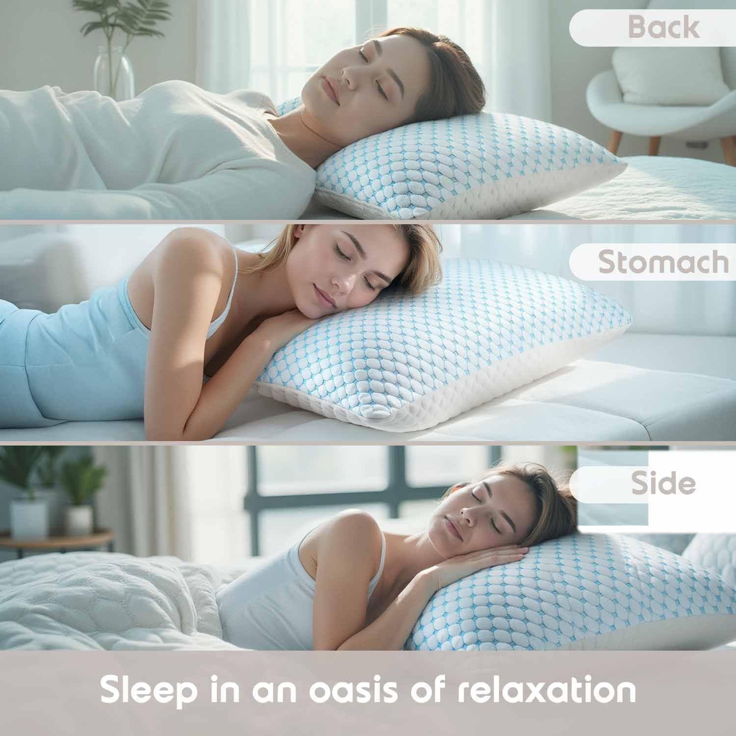 Standard Size Cooling Pillow with Shredded Memory Foam & Gel Infusion – Adjustable Loft, Breathable Dual-Sided Cover, 20