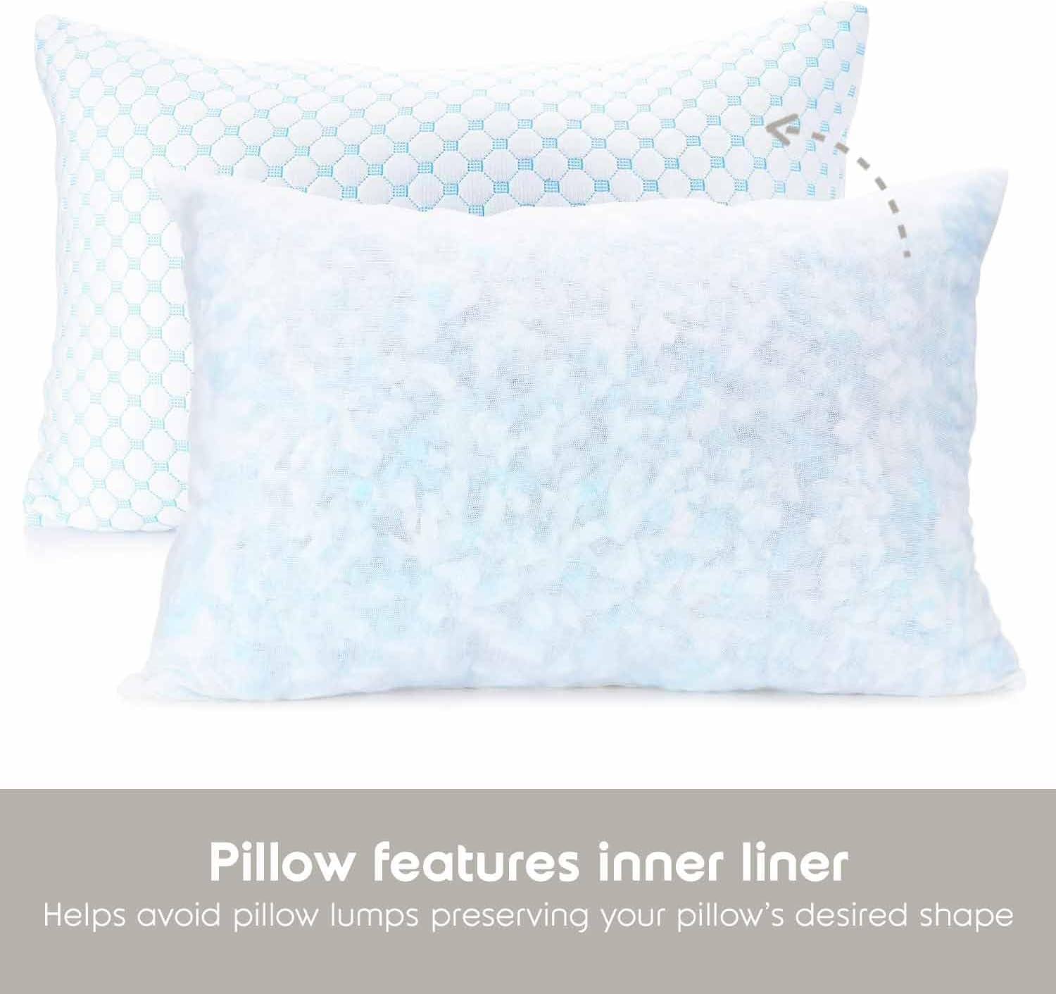 Standard Size Cooling Pillow with Shredded Memory Foam & Gel Infusion – Adjustable Loft, Breathable Dual-Sided Cover, 20