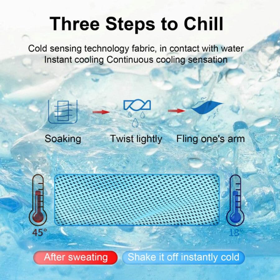 Instant Cooling Towel – Quick-Dry Sport Towel with EVA Storage Case & Carabiner Clip, Ideal for Gym, Outdoor, Travel Swimming(Blue)