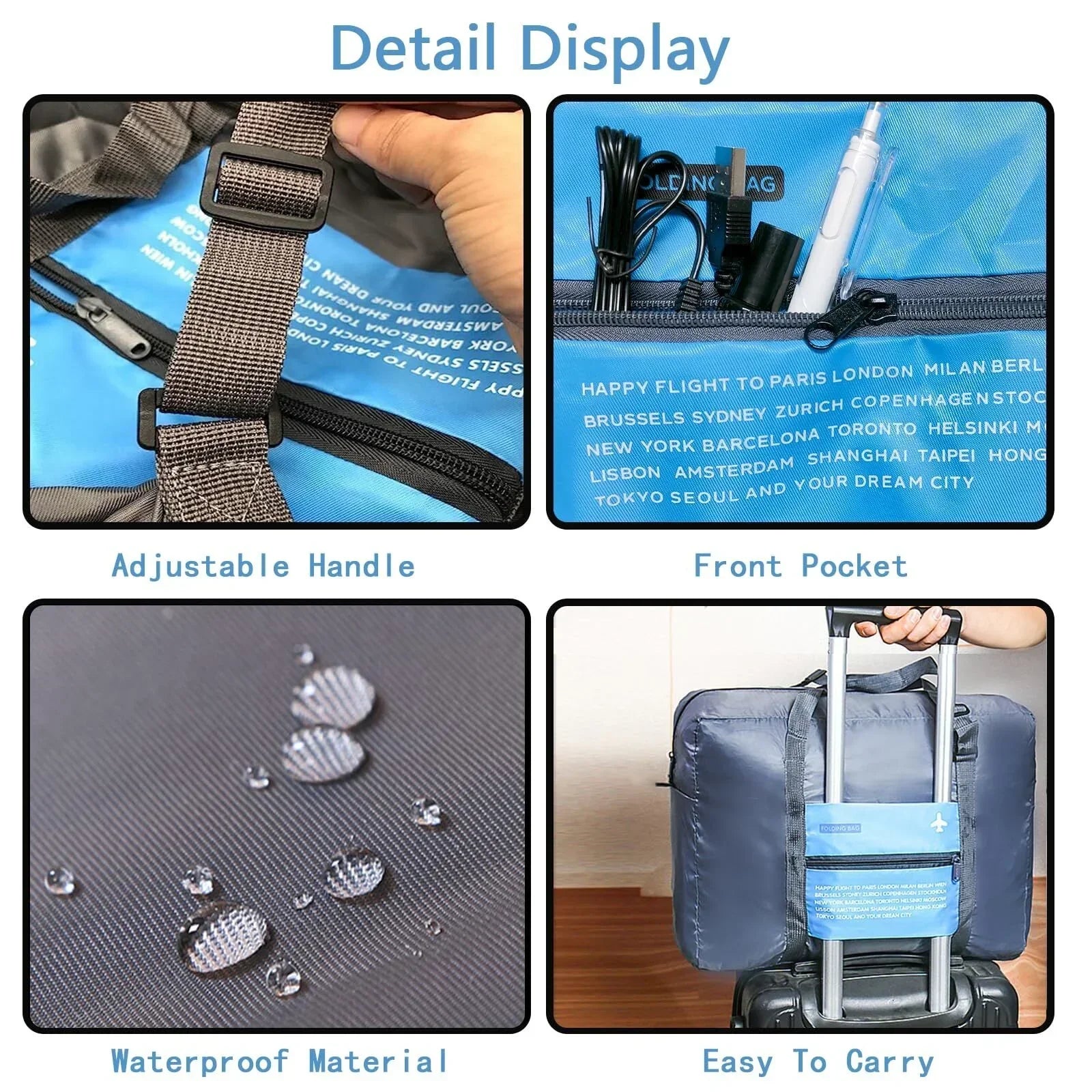 Compact Foldable Travel Duffel Bag – Lightweight Carry-On for Weekend Trips, Overnight & Gym Use (Blue) | Other Colors Available In-Store