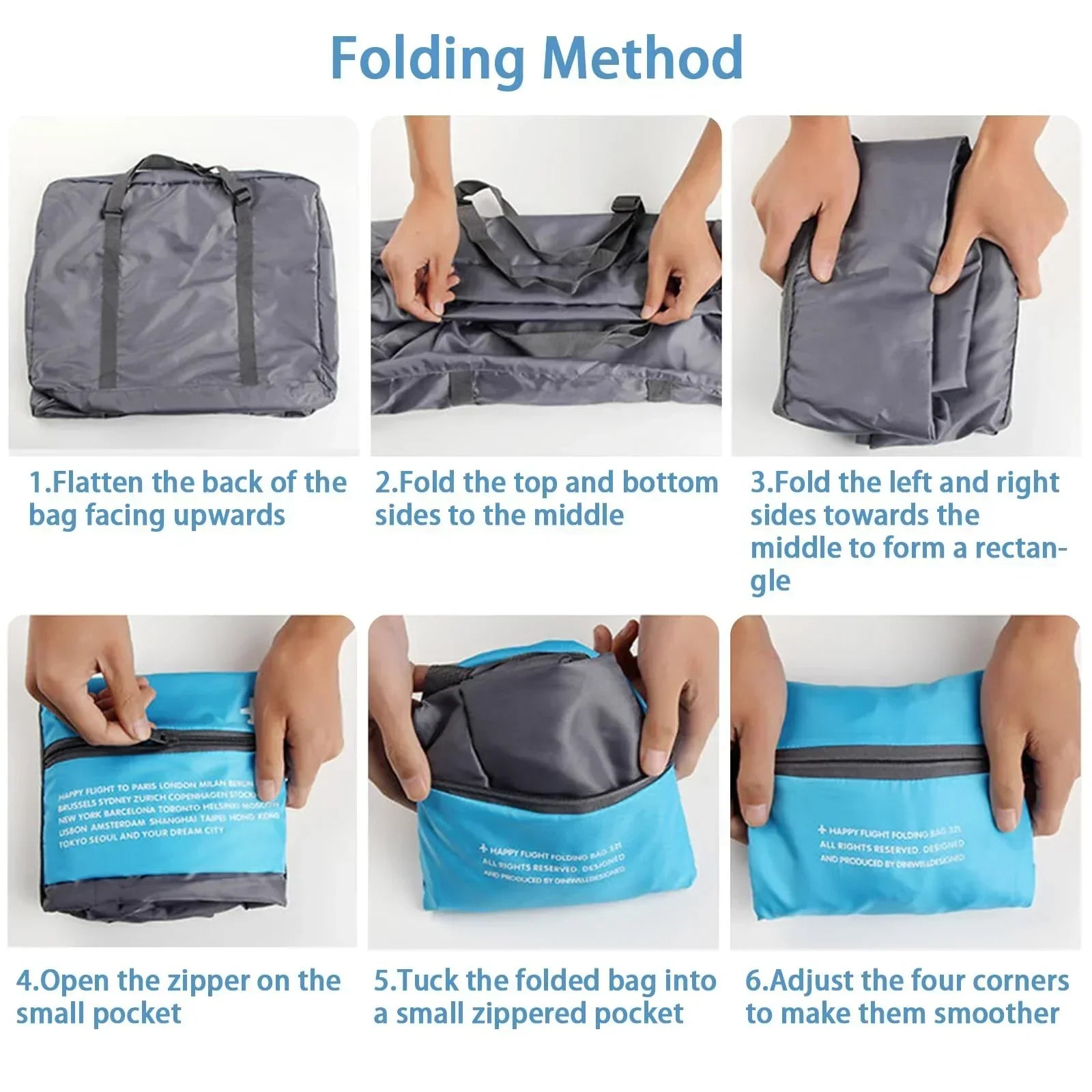 Compact Foldable Travel Duffel Bag – Lightweight Carry-On for Weekend Trips, Overnight & Gym Use (Blue) | Other Colors Available In-Store