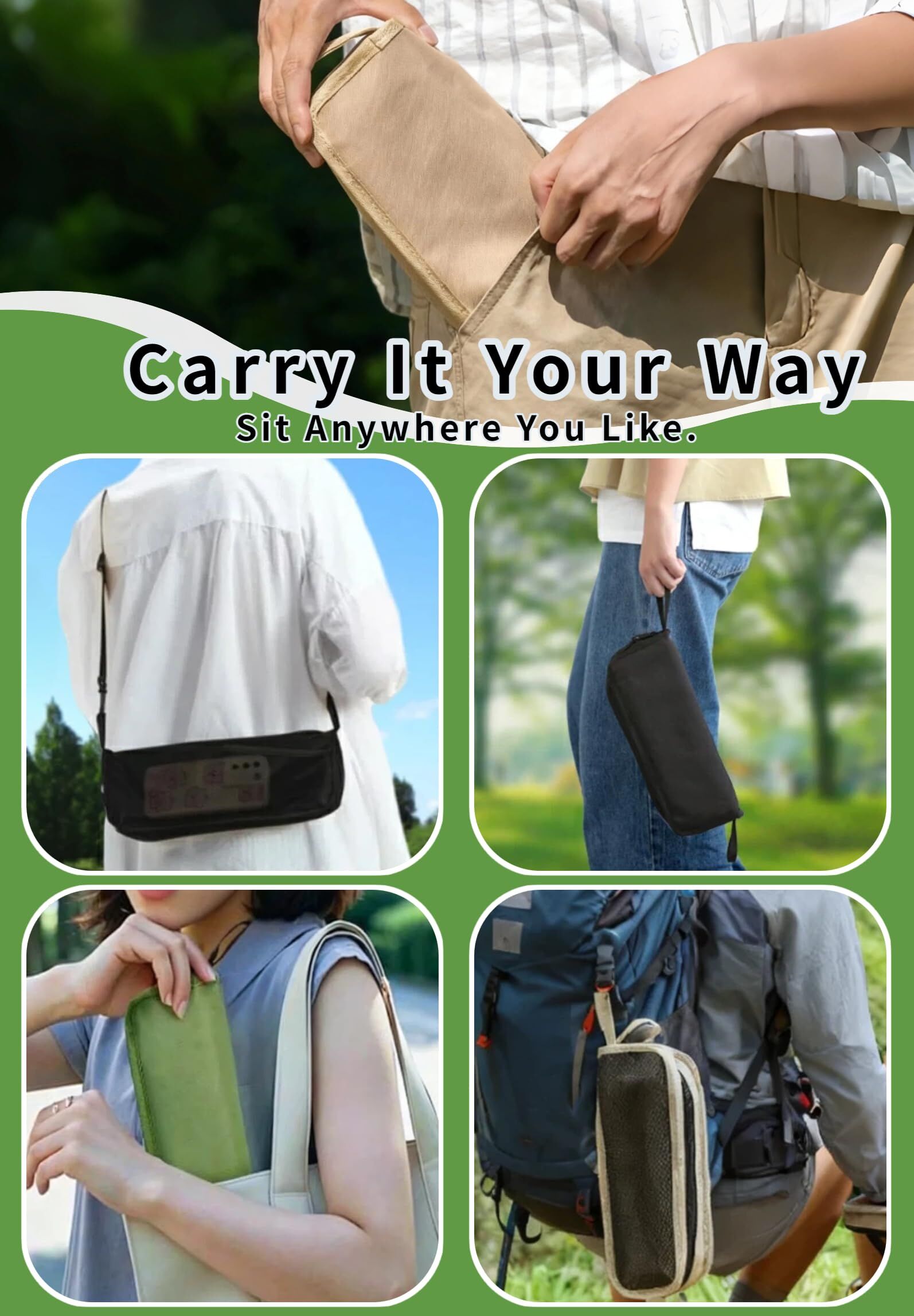 Khaki Portable Folding Chair – Compact Outdoor Stool for Camping, Fishing & Hiking | Lightweight Collapsible Seat with Carry Bag | Durable Steel Frame | Other Colours Available In-Store