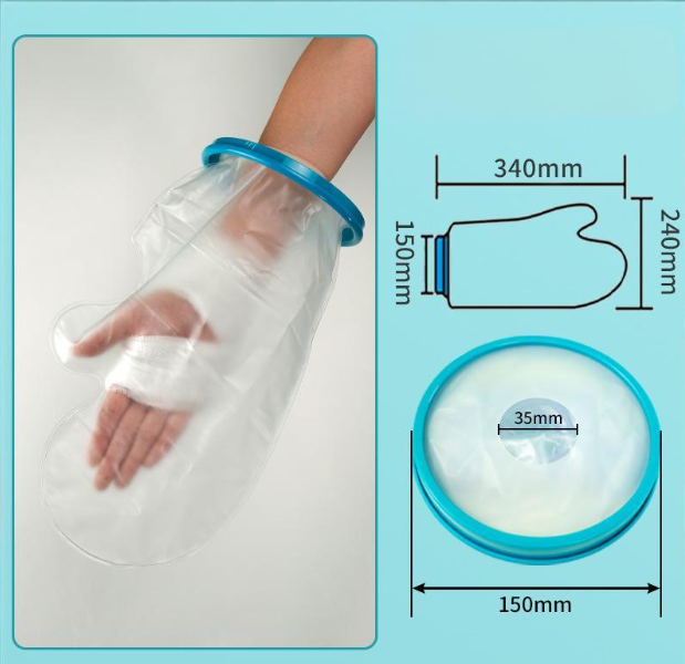 Waterproof Shower Glove for Adults – Reusable Cast & Bandage Protector for Hand, Wrist and Fingers During Bathing or Water Activities (Blue)
