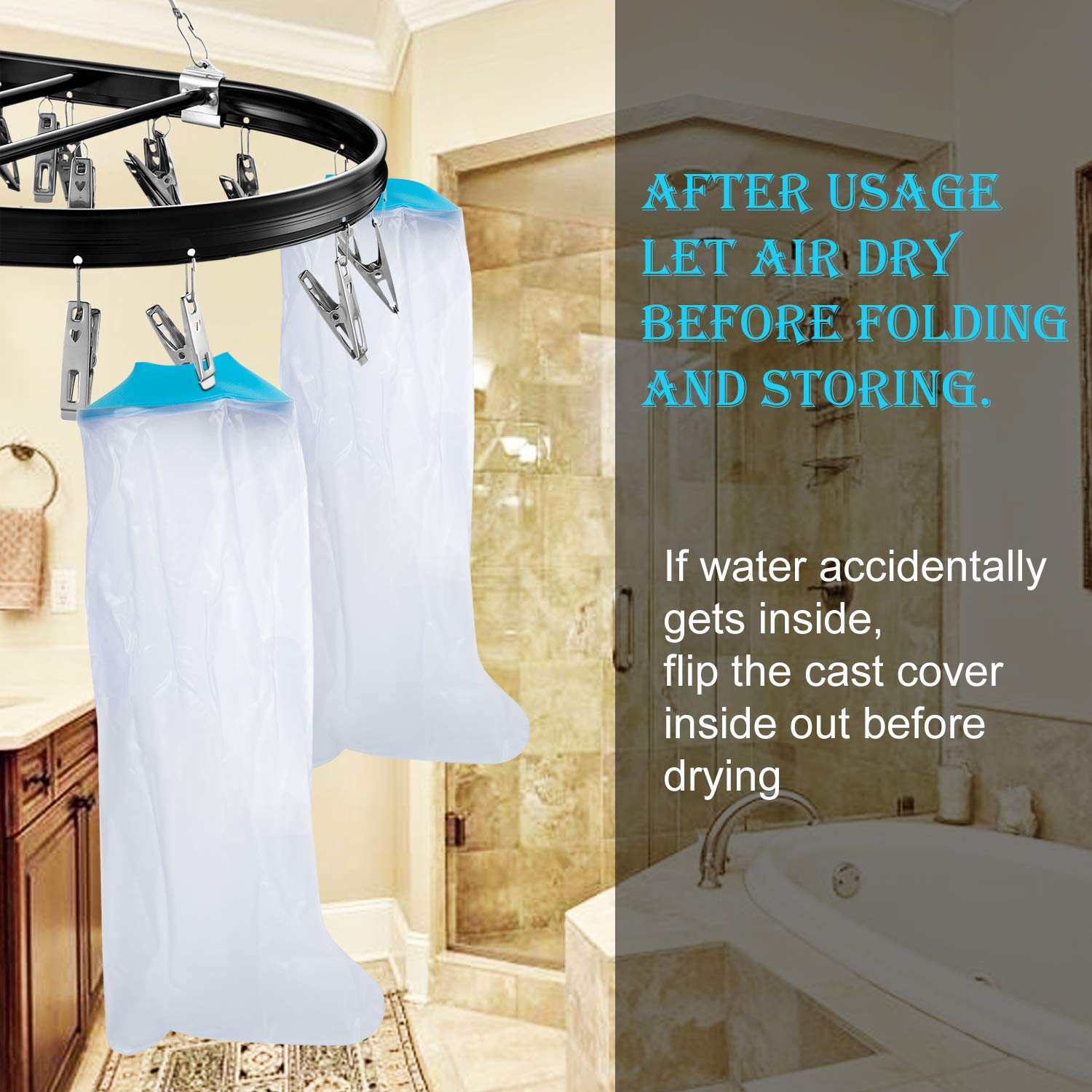 Lower Leg Waterproof Shower Sleeve for Kids – Reusable Cast Protector for Calf, Ankle & Foot During Bathing or Water Activities (Blue)