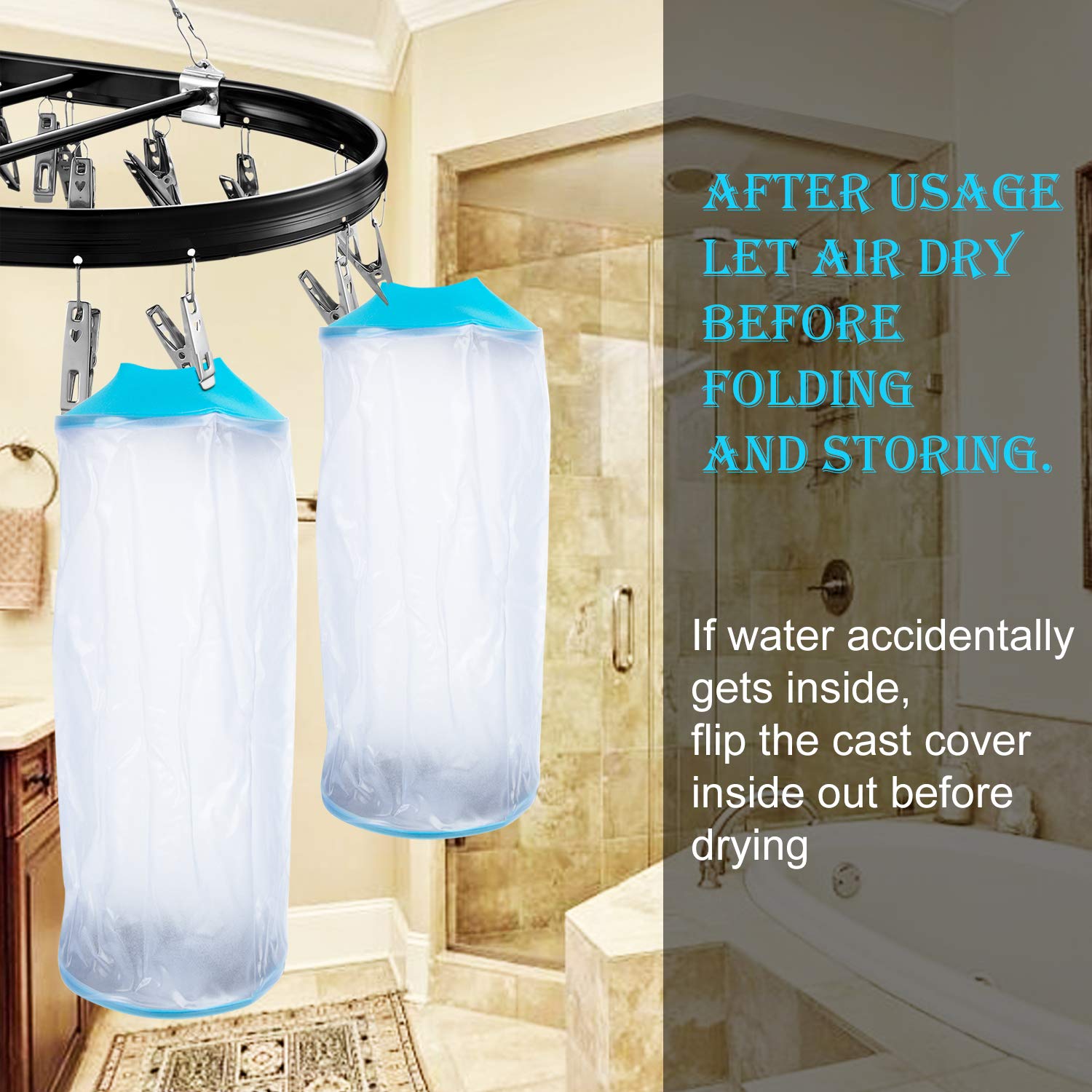 Elbow Waterproof Shower Sleeve for Adults – Reusable Cast Protector for Arm, Forearm & Elbow During Bathing or Water Activities (Blue)