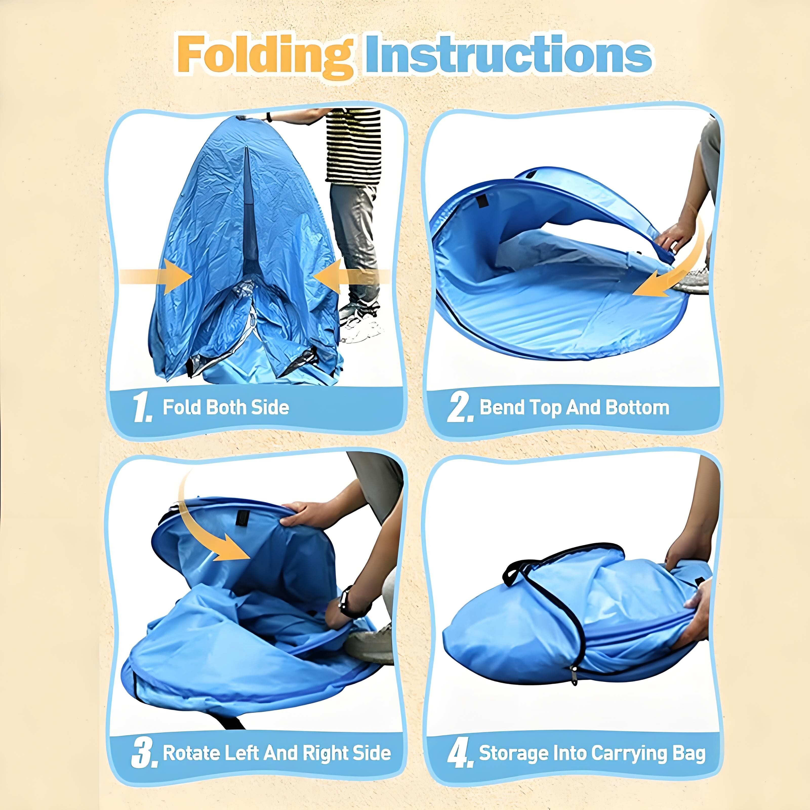 Pop Up Beach Tent: 2-3 Person UPF 50+ Sun Shelter with Carry Bag – Quick-Setup Shade for Beach/Camping(L)
