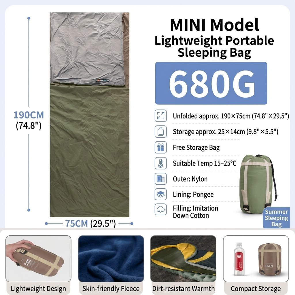 Ultralight 1.5lbs Sleeping Bag 50-70°F for Warm Weather
Waterproof nylon shell, breathable polyester fill, 2-way zipper for double bag use, machine washable, for teens & adults(Olive Green)