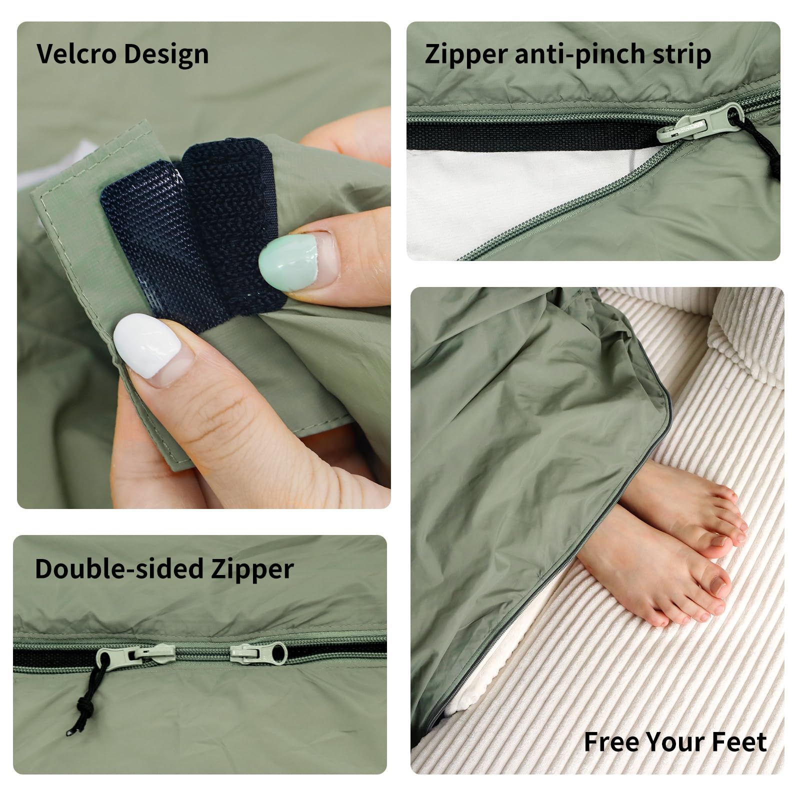 Ultralight 1.5lbs Sleeping Bag 50-70°F for Warm Weather
Waterproof nylon shell, breathable polyester fill, 2-way zipper for double bag use, machine washable, for teens & adults(black)