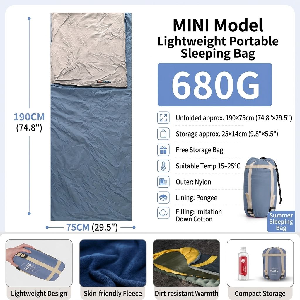 Ultralight 1.5lbs Sleeping Bag 50-70°F for Warm Weather
Waterproof nylon shell, breathable polyester fill, 2-way zipper for double bag use, machine washable, for teens & adults(Gray)