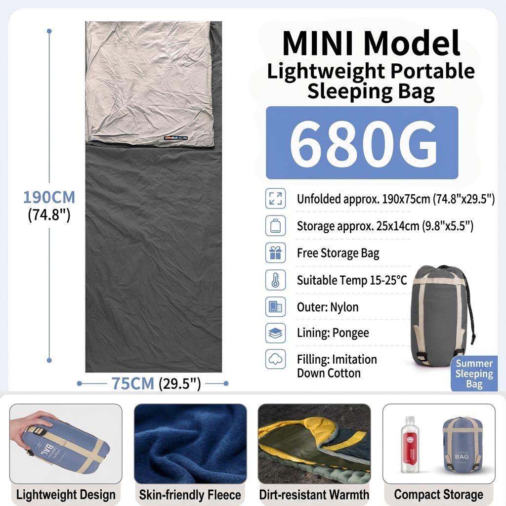 Ultralight 1.5lbs Sleeping Bag 50-70°F for Warm Weather
Waterproof nylon shell, breathable polyester fill, 2-way zipper for double bag use, machine washable, for teens & adults(Brown)