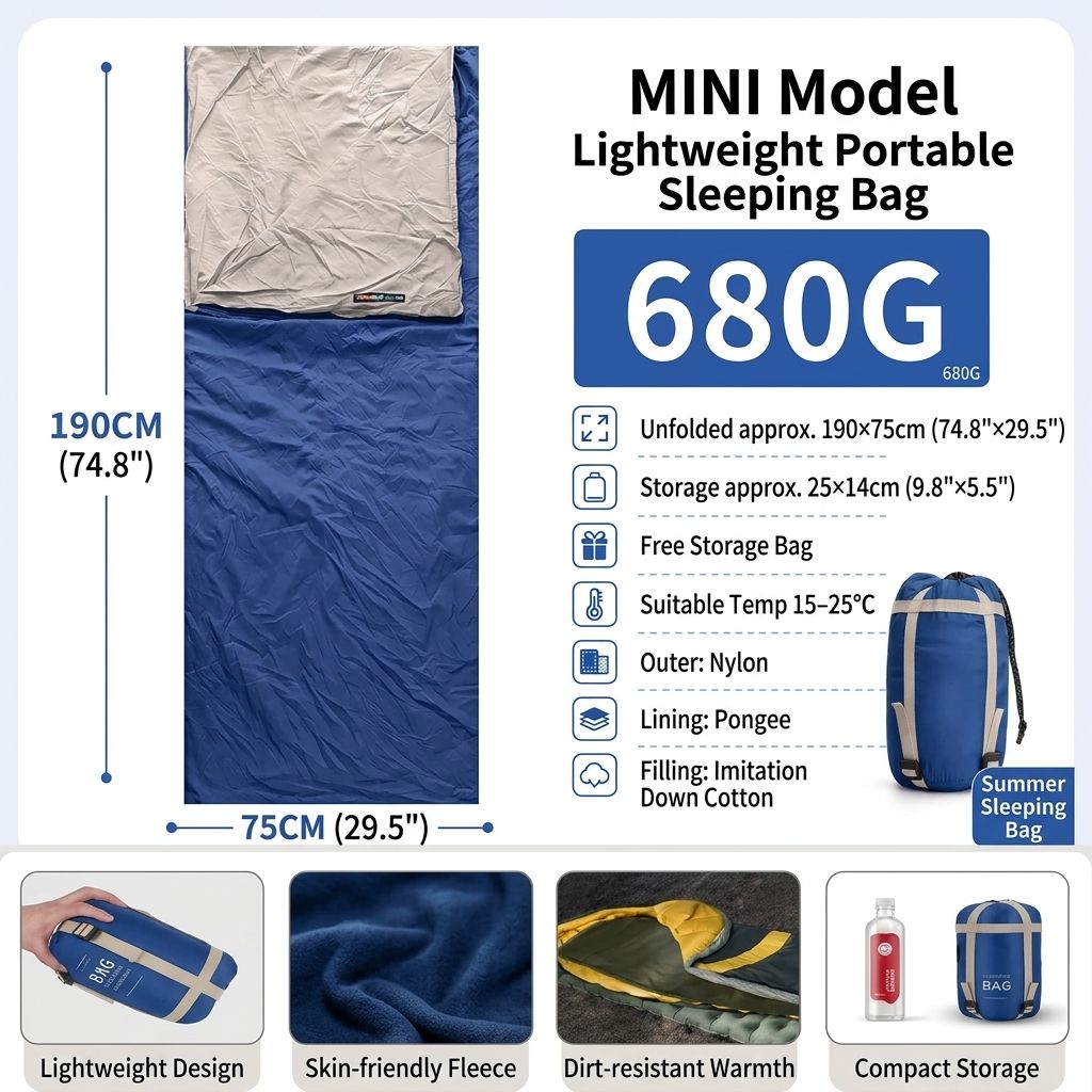 Ultralight 1.5lbs Sleeping Bag 50-70°F for Warm Weather
Waterproof nylon shell, breathable polyester fill, 2-way zipper for double bag use, machine washable, for teens & adults(Purple)
