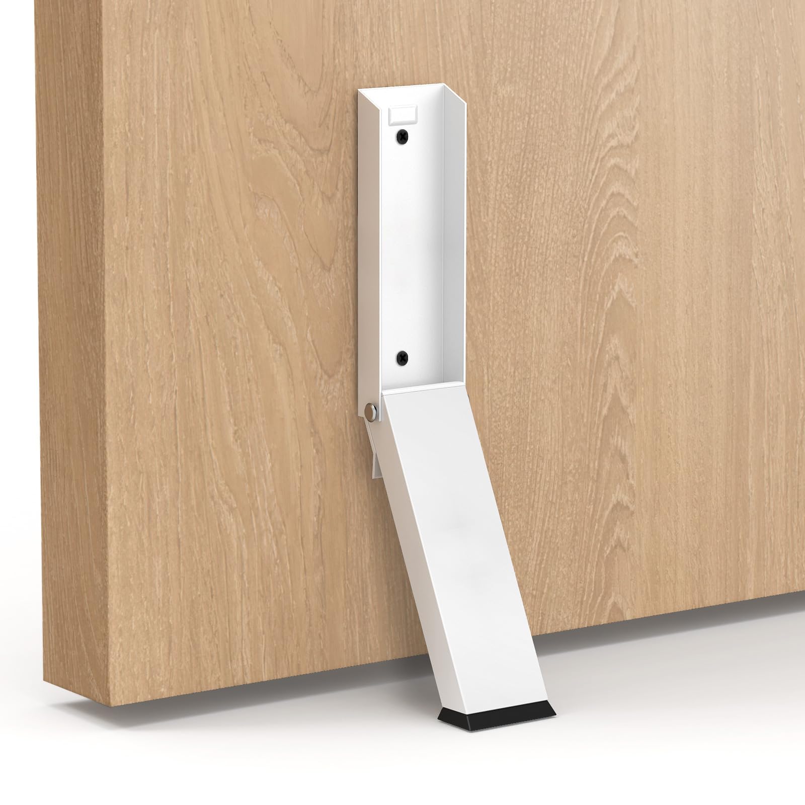 Foot-Operated Door Stopper with Magnetic Hold – Adjustable, Non-Slip Rubber Tip, Easy Install via Adhesive or Screws, Fits All Floor Types (White)