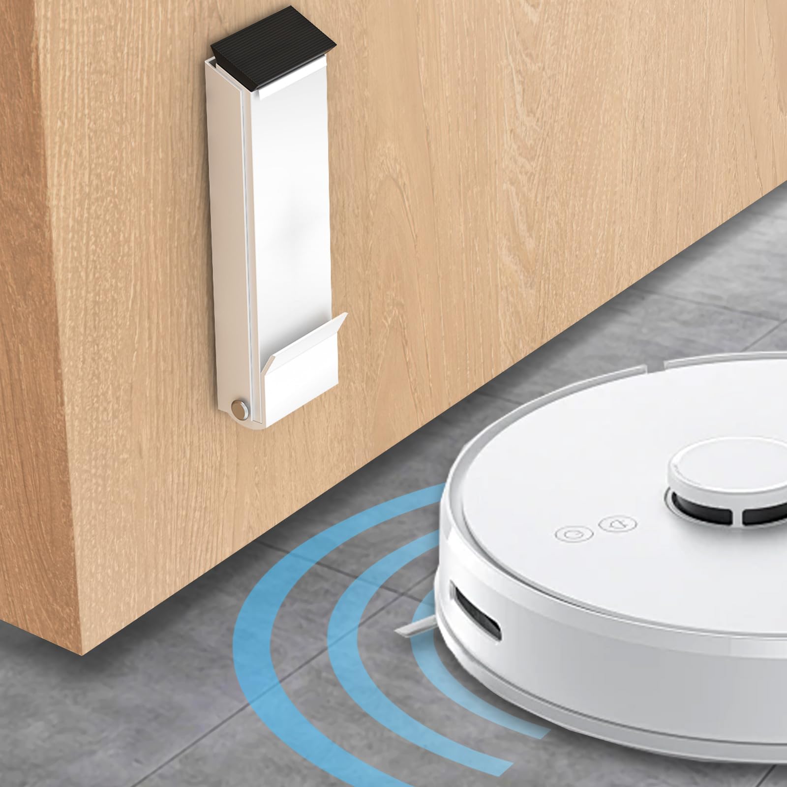 Foot-Operated Door Stopper with Magnetic Hold – Adjustable, Non-Slip Rubber Tip, Easy Install via Adhesive or Screws, Fits All Floor Types (White)