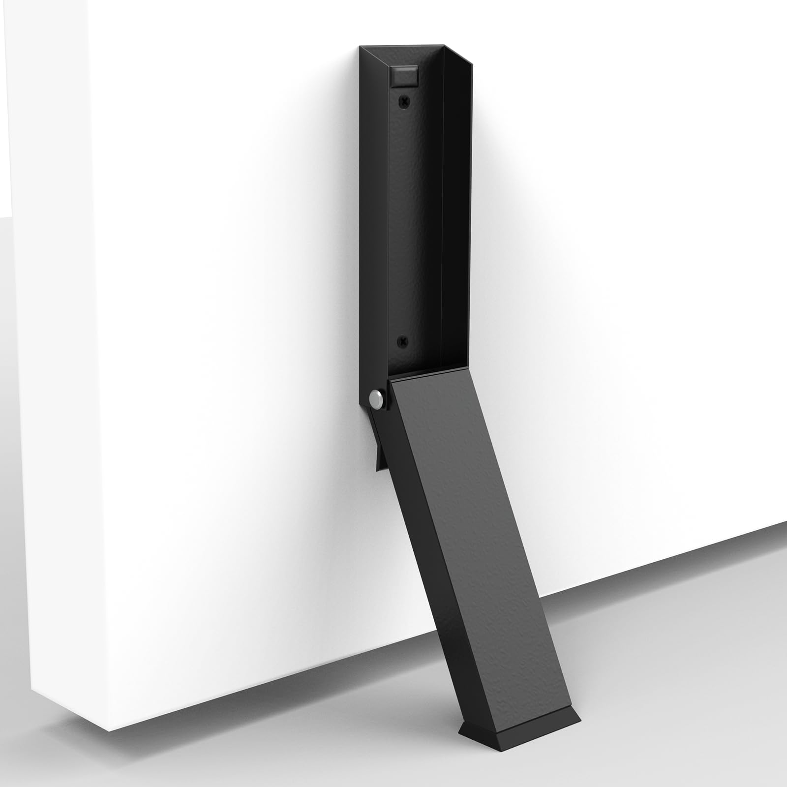 Foot-Operated Door Stopper with Magnetic Hold – Adjustable, Non-Slip Rubber Tip, Easy Install via Adhesive or Screws, Fits All Floor Types (Black)